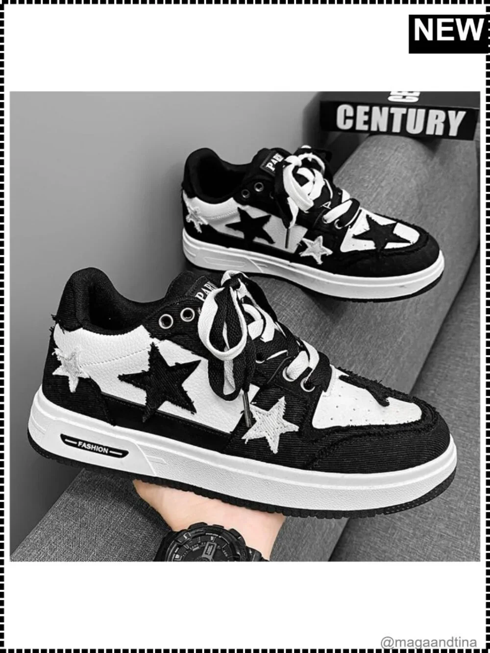 Men's Y2K Skate Sneakers PU Leather Canvas Platform Star Applique